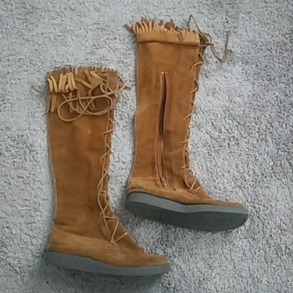 Brown Suede Moccasin Boots